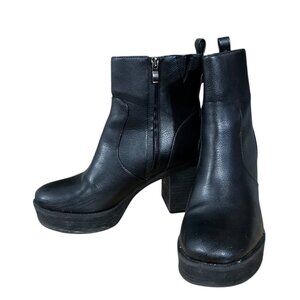 Cushionaire Festival Black Square Toe‎ Block Heel Platform Ankle Boots Size 8